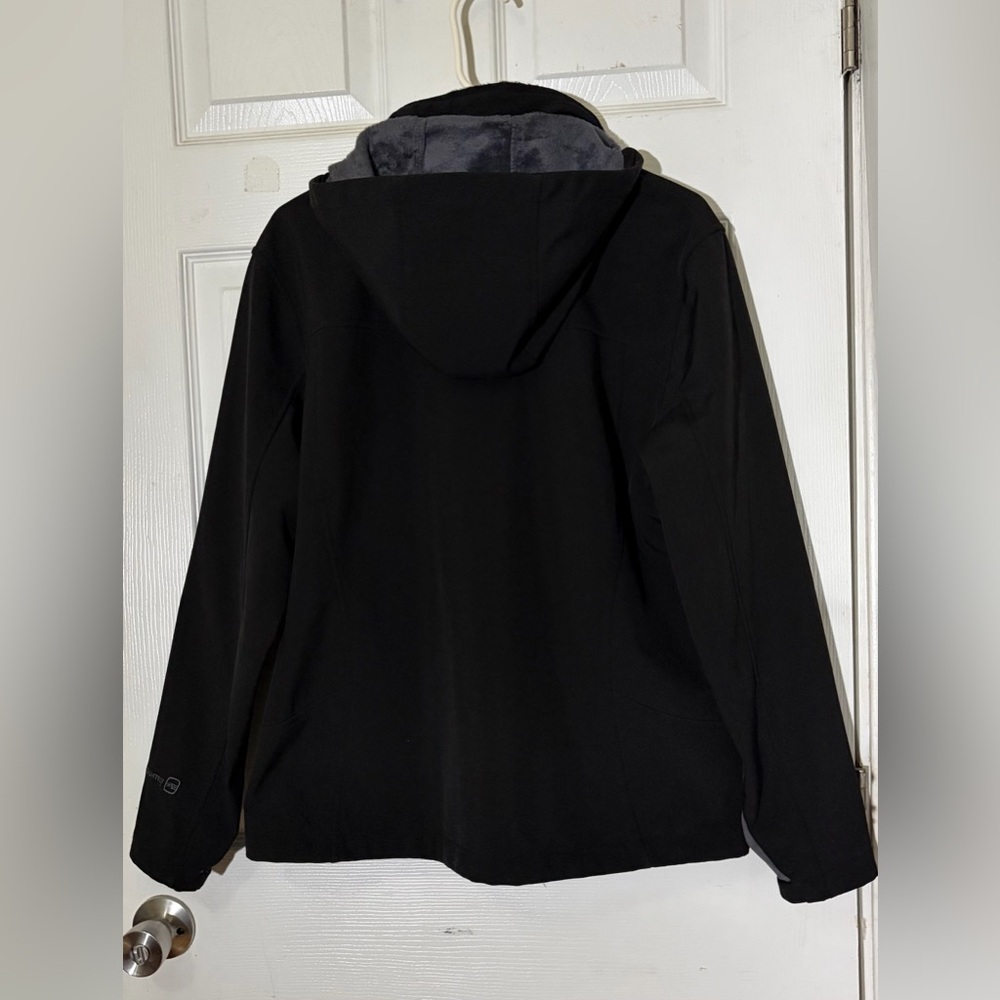 Free Country Hodeed Full Zipper Black Softshell Jacket with Gray Accents Sz‎ L - Picture 2 of 12